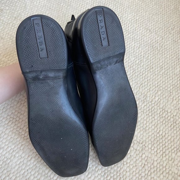 Mens Prada Black Leather boots Size 8 square toe main image 4